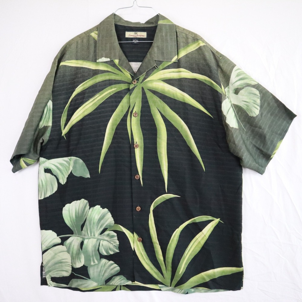Tommy Bahama Shirt Mens Large Silk Hawaiian Beach Casual Button Up Short Sleeve